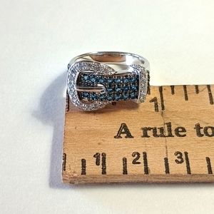 Vintage Sterling Silver (925) Belt Ring Faux Diamonds